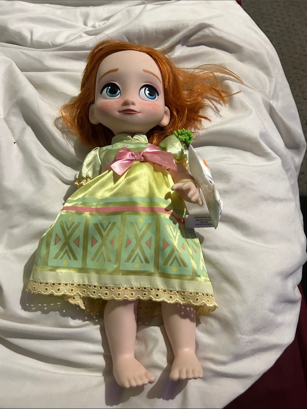 Disney Red-Head Princess Doll in Light Green Dress with Pink Bow